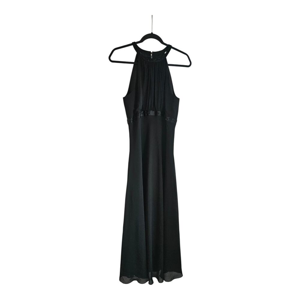 Jones Wear Dress Womens 12 Halter Black Cocktail Evening Beaded Sleeveless Lined